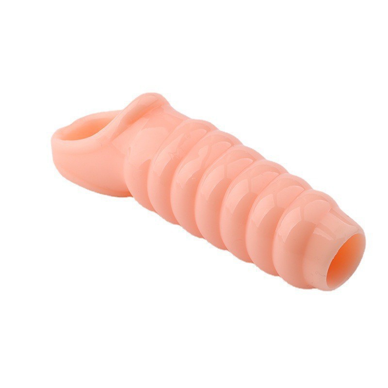 Male Crystal Couple Adult Sex Toys Wolf Tooth Threaded Sleeve Thickened Lengthened Triple Restraint_voghion.com