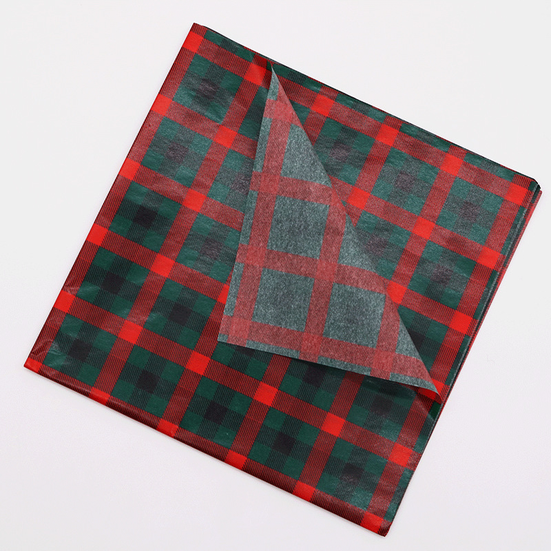Ropa a cuadros de moda forro de regalo papel de tejido papel de copia en stock patrón opcional blanco y negro rojo verde 17g papel de algodón