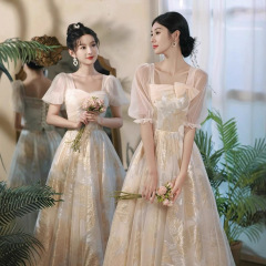 ブライズメイドドレス女性 2025 新しい結婚式宴会姉妹グループ小さなドレススカート女性の痩身パフォーマンスドレス卒業