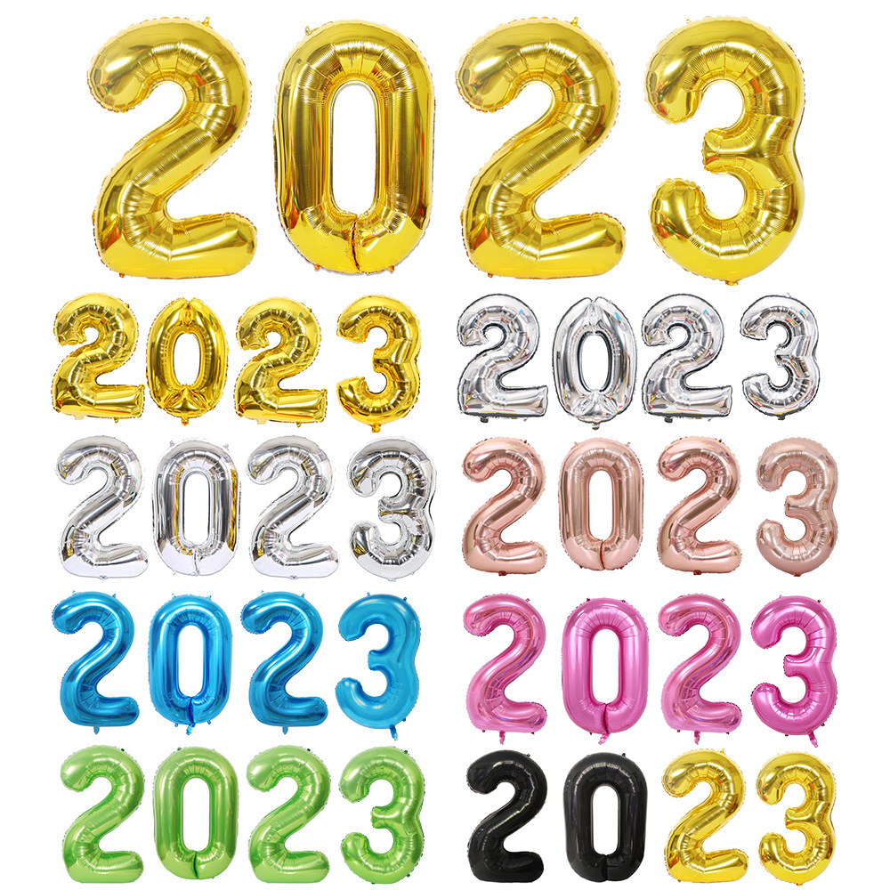 160g Weight New Year Number Aluminum Film Party Balloons 4 Pieces
