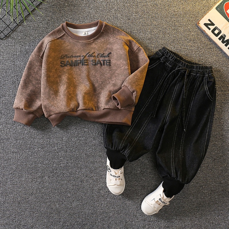 6083 Traje de otoño para niños 2024 Nuevo estilo de los niños, ropa hermosa, ropa de dos piezas de primavera y otoño para bebés