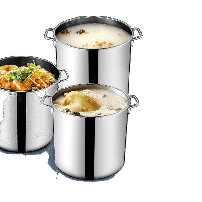 Жаровня из нержавеющей стали с круглой крышкой, большой суповой котел, коммерческое ведро для супа, горелка, емкость для риса/масла, большой котел для кипячения воды