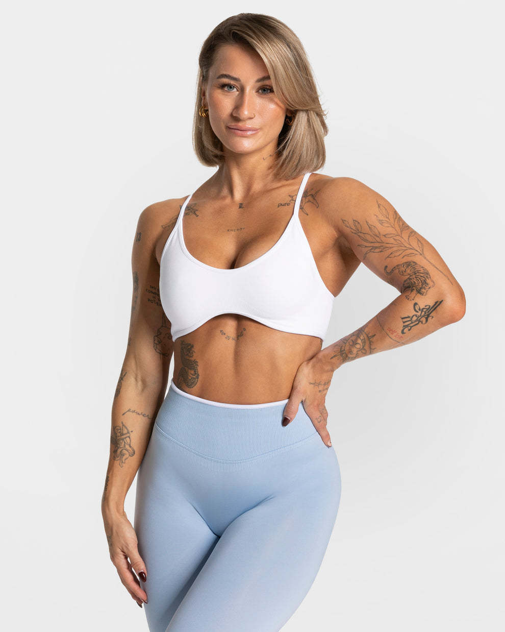 TEVEOE Damen Lauf-Fitness-Set: Schnelltrocknendes Sporttop, hochgeschnittene, hüftformende Yogahose_voghion.com