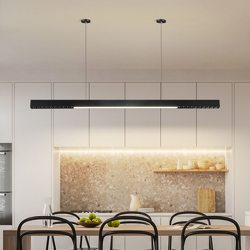 LED long bar light anti-glare minimalist office pendant light restaurant commercial one-piece linear grille luminaire general lighting