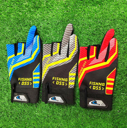 Fishing non-slip gloves, fishing summer non-slip gloves, printed fishing bait gloves, three-finger gloves