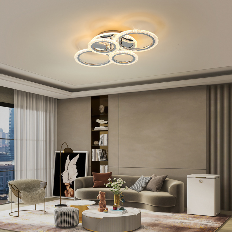 Cross-border 2026 Acrylic Simple Circular LED Ceiling Light for Living Room, Bedroom, Modern Dining Room, Bubble Chrome Finish Cross-border 2026 Acrylic Simple Circular LED Ceiling Light for Living Room, Bedroom, Modern Dining Room, Bubble Chrome Finish