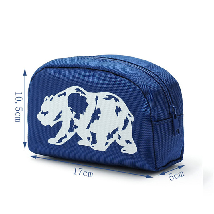 蓝色涤纶牛津布拉链袋 女士香水化妆品收纳包 零钱手机包批发定制