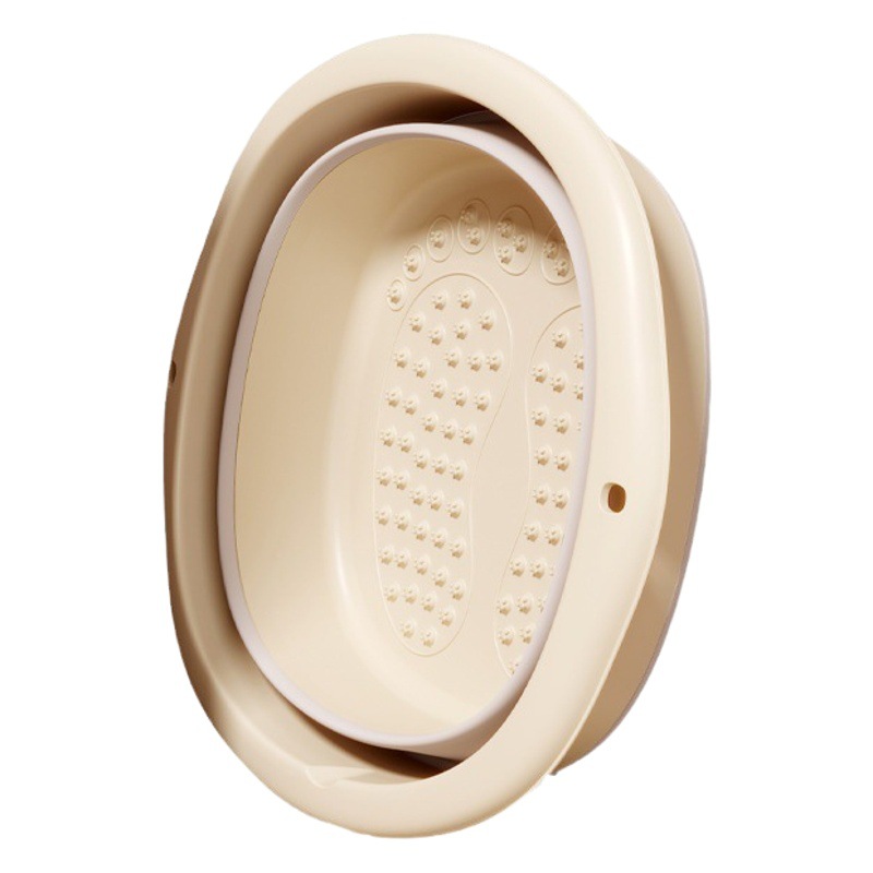 Nuevo estilo crema baño de pies cubo plegable portátil hogar adulto sobre la pantorrilla instalación-libre dormitorio con tapa baño de pies cuenca