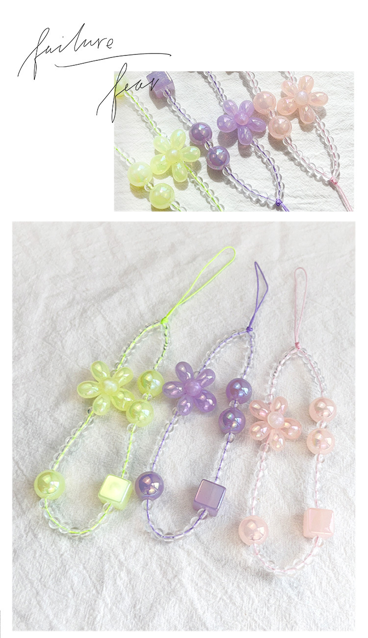 15g Weight Mobile Phone Chain Classification 1 Piece Quantity Resin Material Star, Bear, Flower Pattern Beaded Design Cute Style Cute Star Bear Flower Resin Beaded Mobile Phone Chain 5