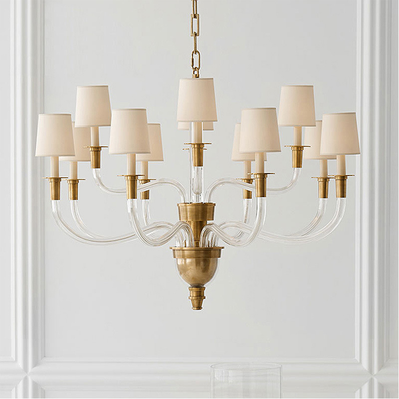 American-Style All-Copper Chandelier for Living Room, Simple Dining Room, Bedroom, Light Luxury Villa, Fashionable and Elegant Lighting Fixtures