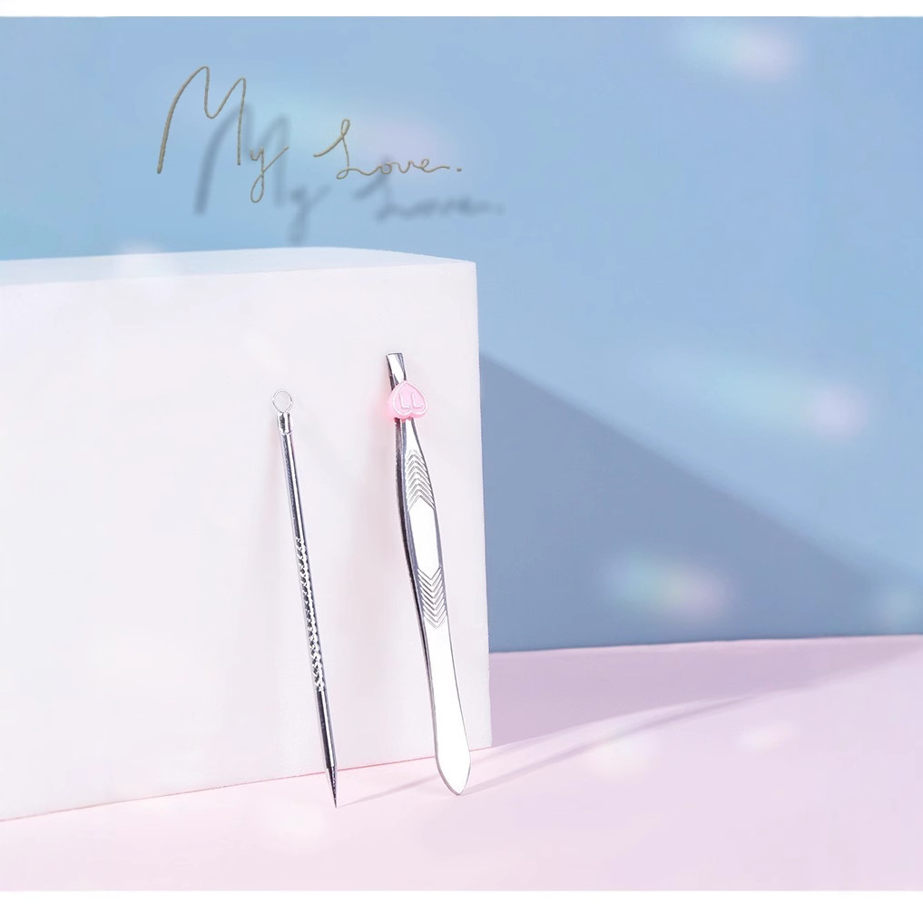 Nuevo conjunto de aguja de acné de cejas de acero inoxidable, aguja de acné de acné de doble uso de cejas de acero inoxidable