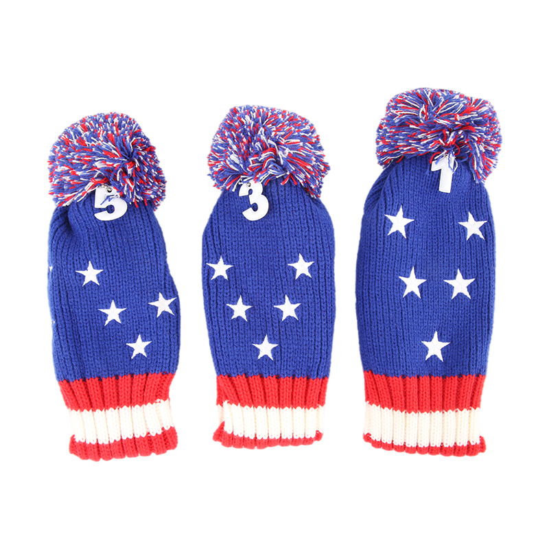 Cubierta de poste de madera de golf de punto 135 de tres piezas de lana engrosada cubierta protectora transfronteriza Venta caliente