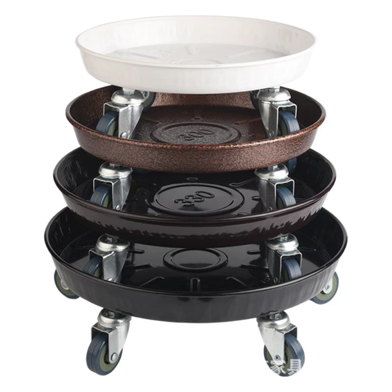 Железный мобильный поднос для цветочного горшка Круглые колеса Металлическое основание для цветочного горшка Универсальный колесный кронштейн для цветочного горшка с железным колесным роликом