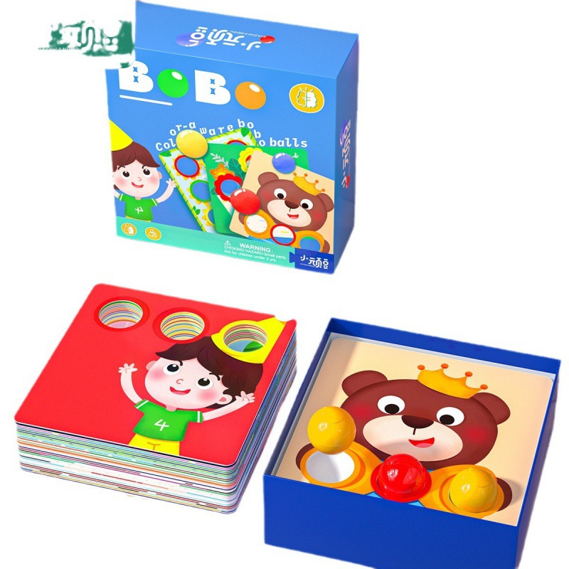 Dibujos animados de madera para niños, uñas de hongo, pinchazos de color, bola de onda, juego de entrenamiento de lógica, rompecabezas, rompecabezas, juguete