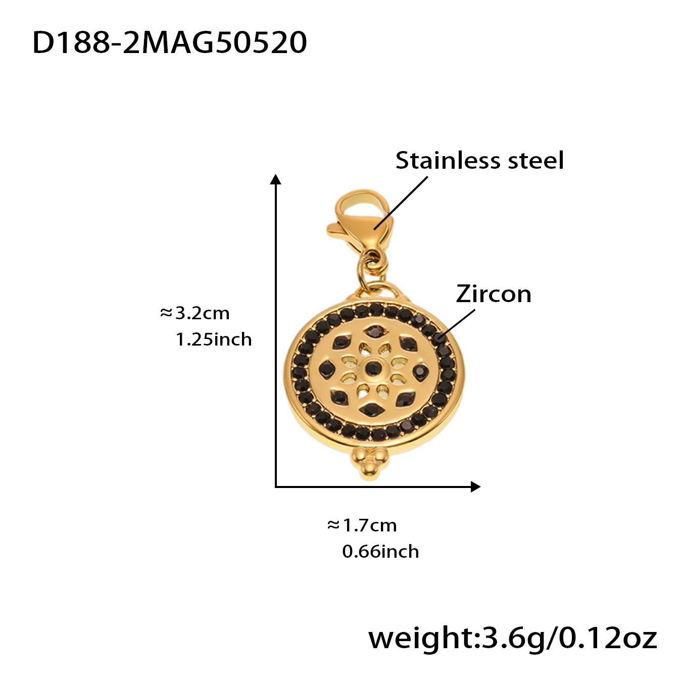D188-2 골든 지르콘 펜던트 1개