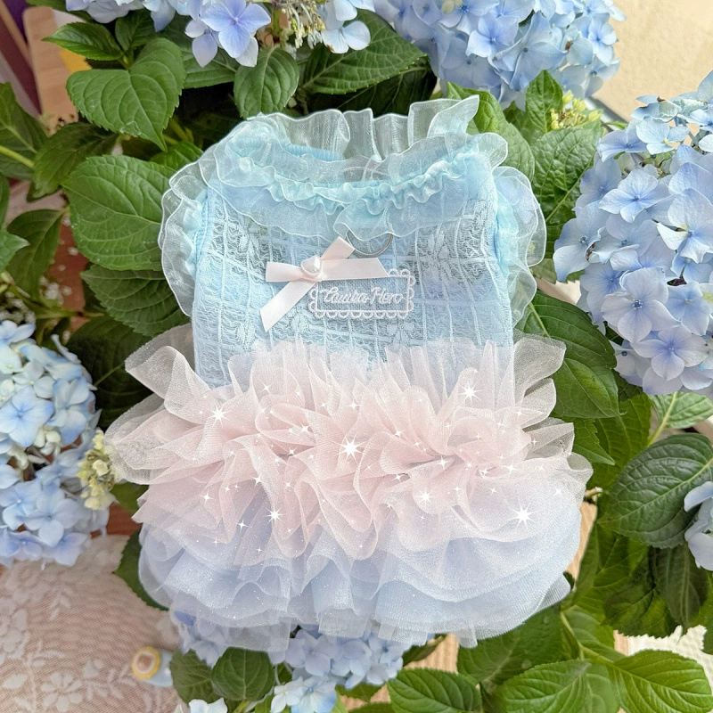 Японская и корейская хлопковая жаккардовая юбка для питомцев в стиле ins, свежая многослойная юбка из блестящей ткани, дышащая одежда для собак и кошек