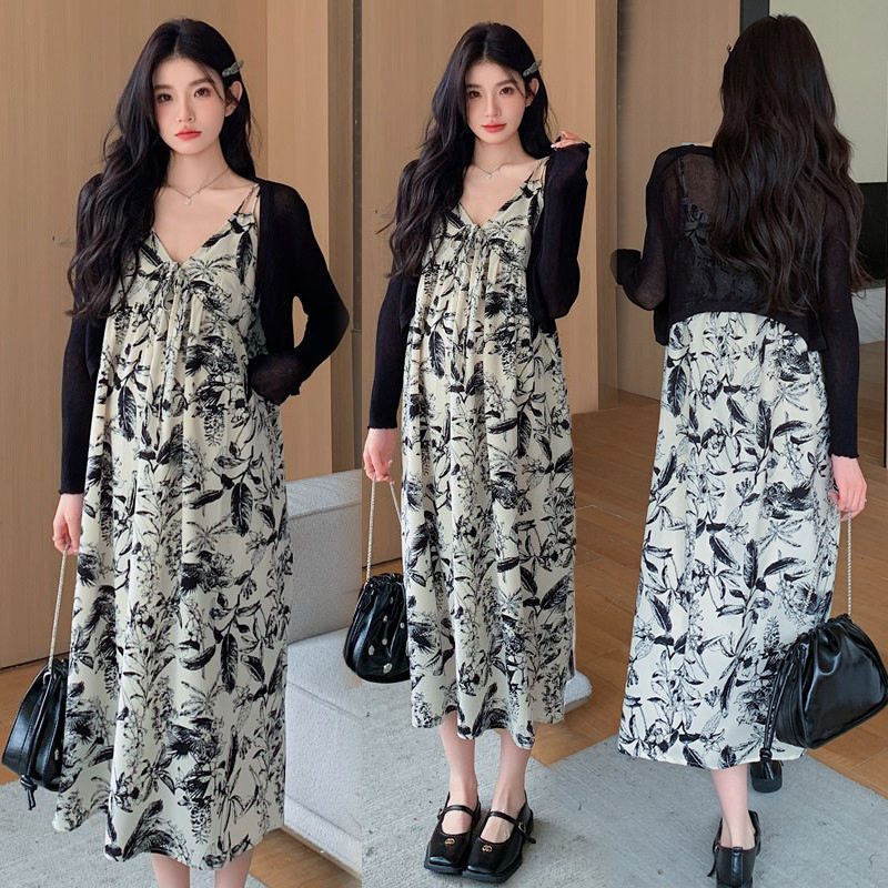 Breastfeeding Suspender Dress Summer Maternity Two-Piece Suit Korean Style Fashionable Loose Slimming Sun Protection Cardigan Top