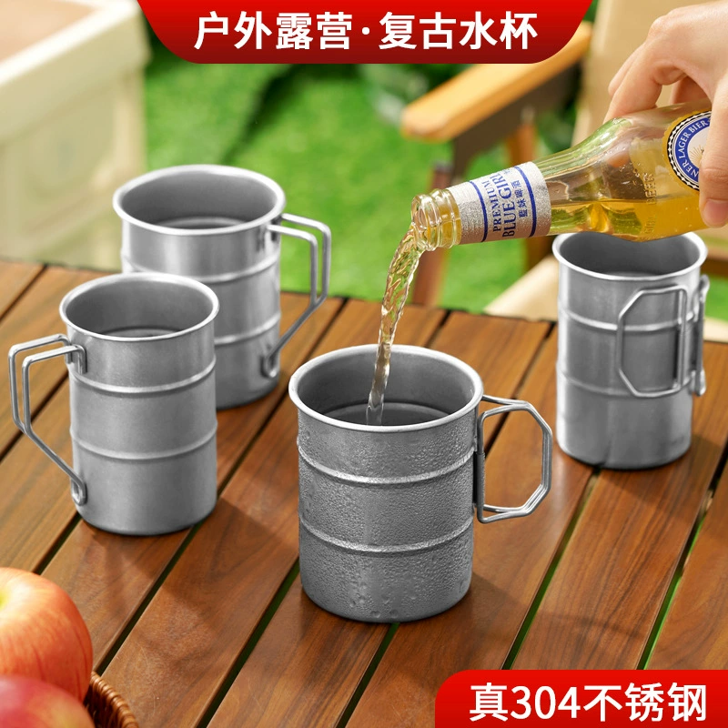 304 из нержавеющей стали кружка для наружного кемпинга воды чашка портативный складная ручка противо-глажка чашка кофе чашка