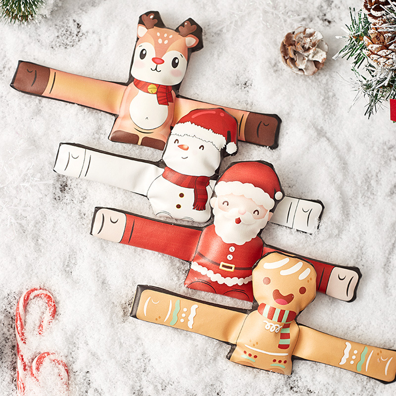 圣诞节儿童成人小礼物皮质啪啪圈手环可爱麋鹿圣诞树抱抱圈饰品