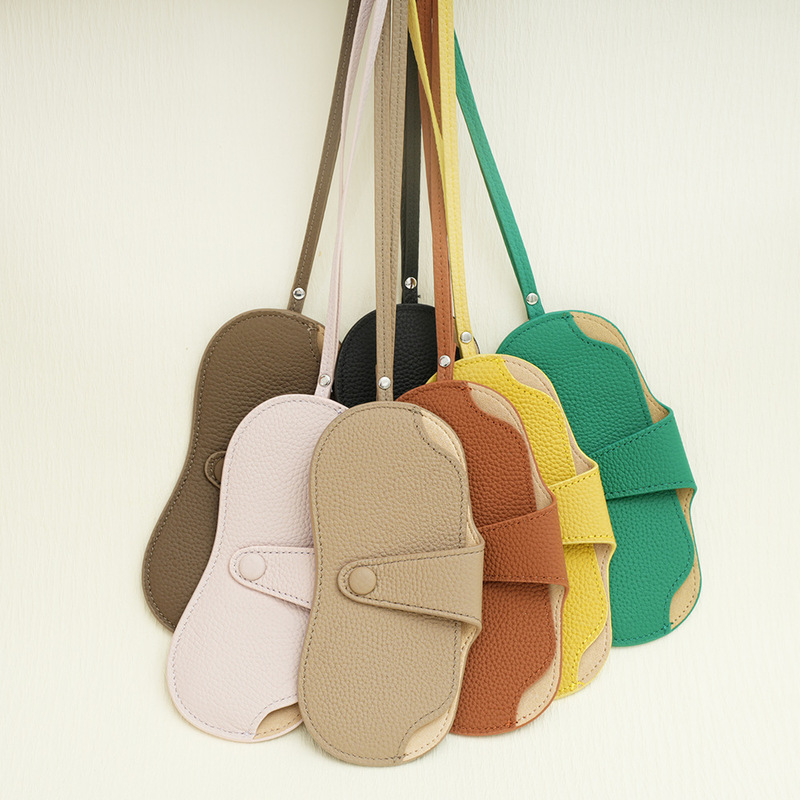 New Genuine Leather Hanging Neck Glasses Bag Portable Sunglasses Cosmetics Bag First Layer Cowhide High-End Ins Sunglasses Box for Men and Women