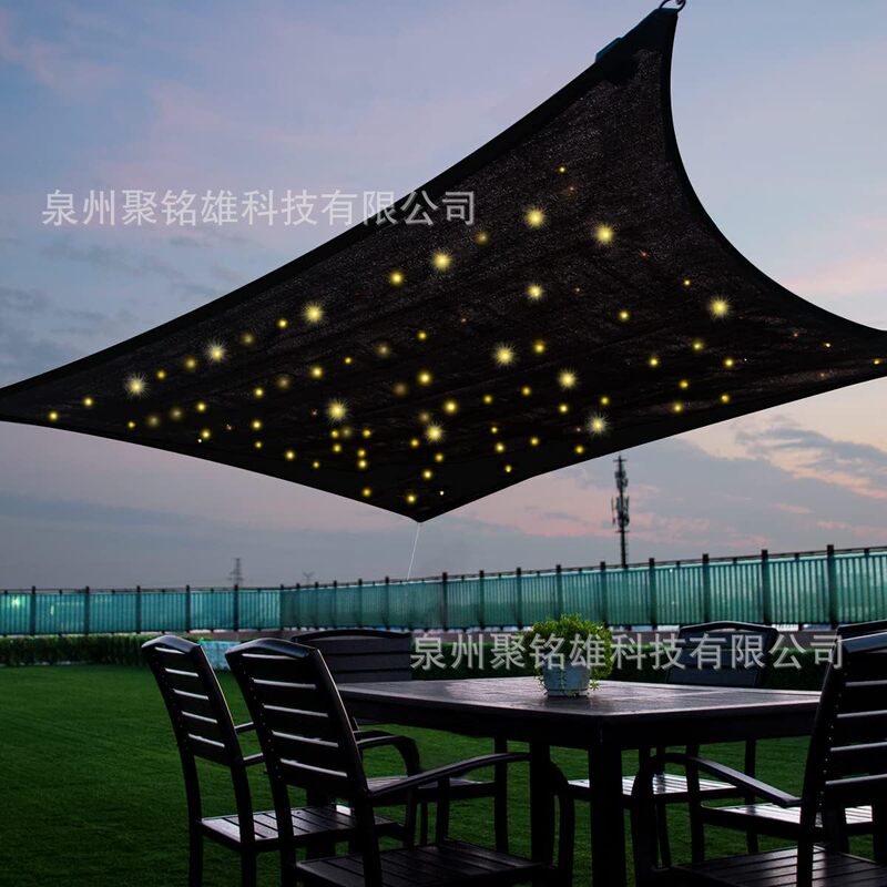 Cross Border Solar LED Sunshade Sail Outdoor Awning with Light Solar Star Sky Curtain Light Courtyard Party Light