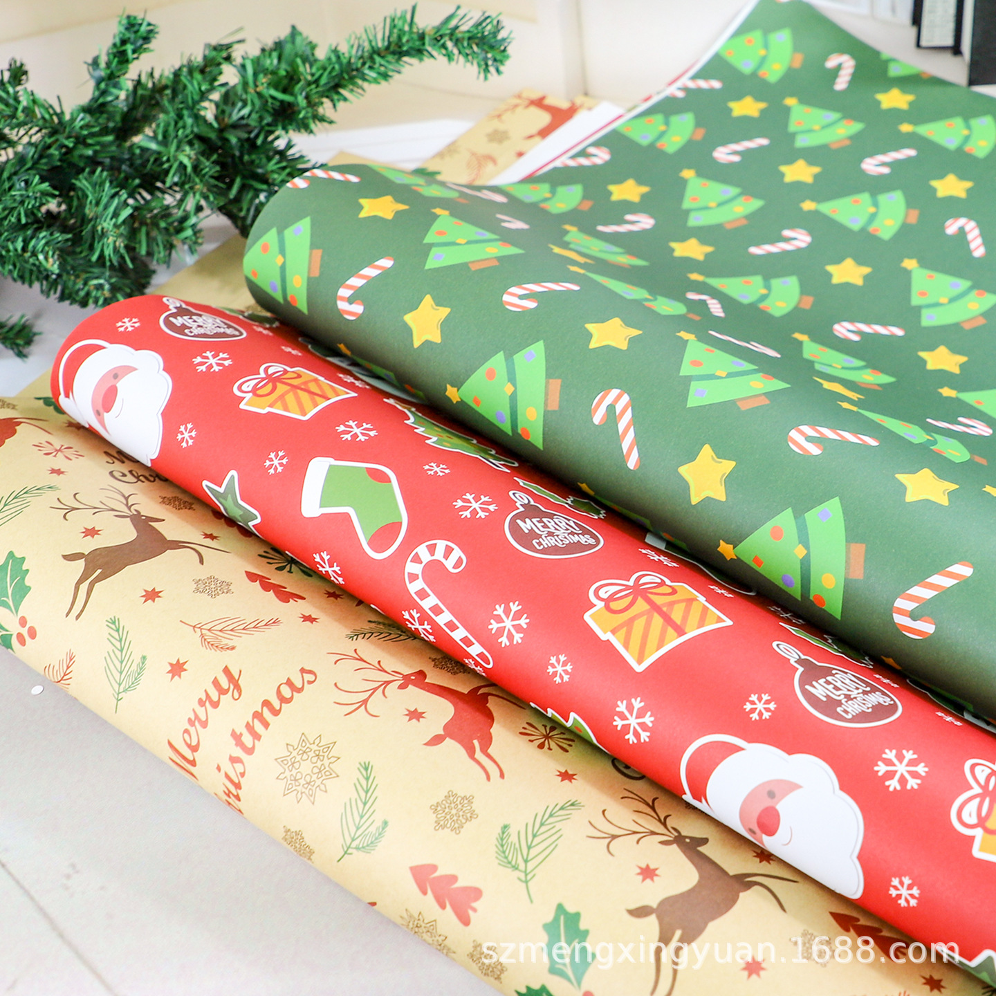 Gran hoja de Navidad decoración de regalo regalo caja de regalo papel de embalaje DIY papel de decoración cubierta de libros de dibujos animados coreanos papel de color