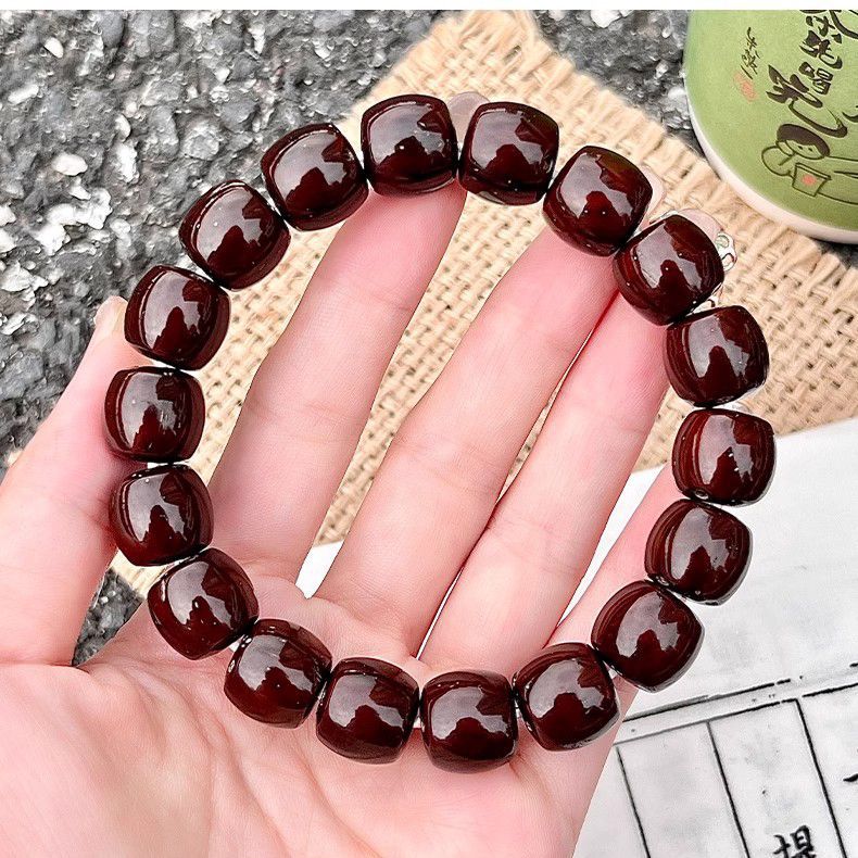 Solid Bodhi Seed Collection Grade Straight Cut Purple Gold Rat Bracelet with Light Beads Wrapped Around the Finger Soft Wenwan Buddha Beads for Men