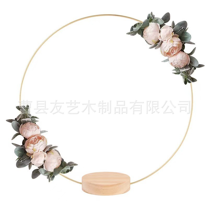 クロスボーダーゴールデンフープドリームキャッチャー木製ベースフープ装飾結婚式の小道具テーブルセンター木製ガーランド装飾品|undefined