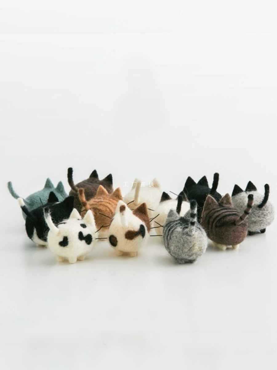 A5L Wool Felt Finished Product: Corgi, Pug, Teddy Dog & Cat Plush Dolls—Handmade Siamese Orange Cat Car Decorations