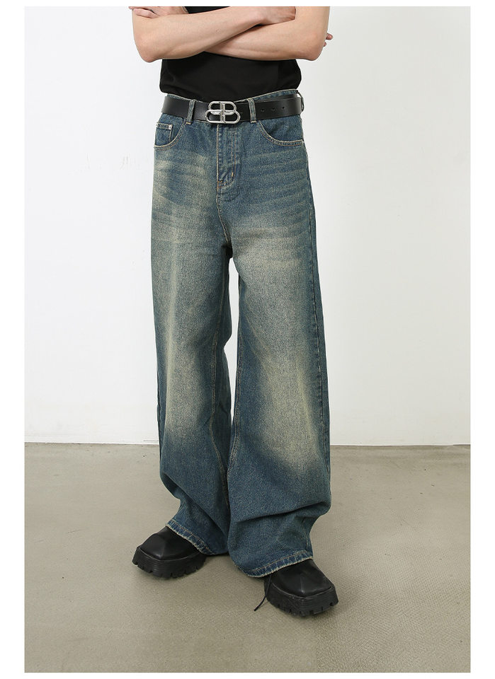Quần jean nam ống rộng dáng suông màu bò nguyên bản phong cách Mỹ — Denim đen, Ngụy trang màu mơ, màu xanh cổ điển, màu xanh denim chi tiết 21