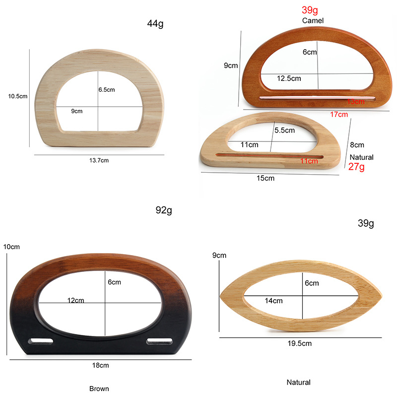 Transfronterizos exclusivos para bolsas de aire nacionales ranuradas en forma de D, mano de madera semicircular, mano de madera sólida, mano de madera DIY de alta calidad image 5
