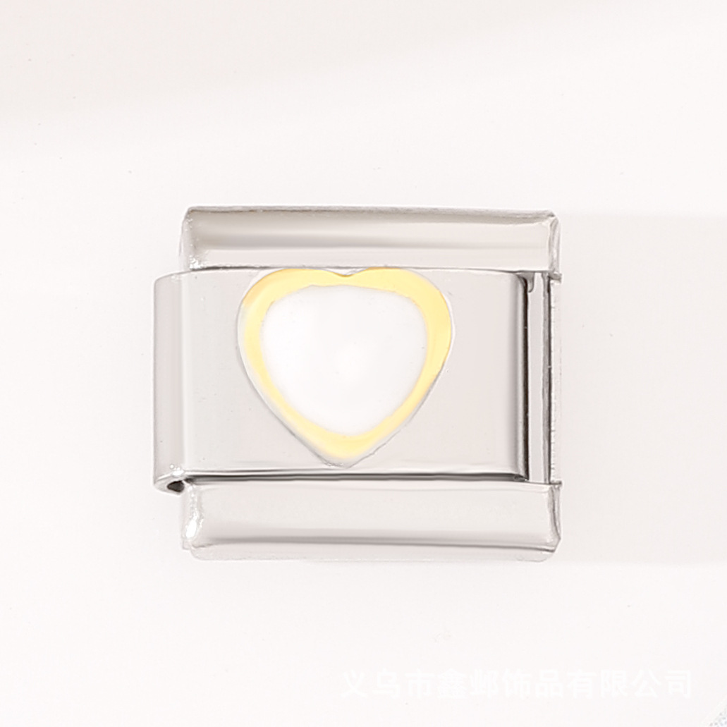 AliExpress Venta caliente DIY9mm módulo pulsera amor corazón doble melocotón corazón joya serie de costura de acero inoxidable pulsera de una sola pieza