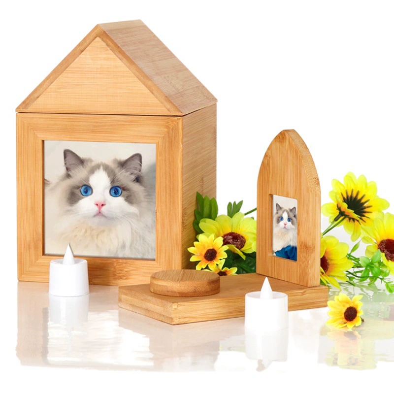 Деревянная деревянная коробка ручной работы для кошек и собак Love Pet из цельного дерева производители оптом Amazon трансграничная урна для домашних животных