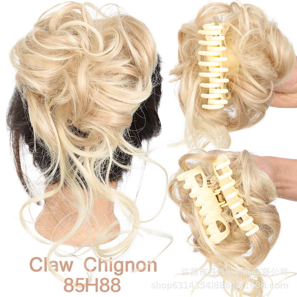 Fábrica al por mayor de fibra química Peluca de las mujeres corto desordenado mullido barba larga clip de pelo bollo pelo bolsa cola de caballo