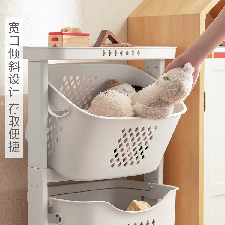 子供のおもちゃの収納バスケットトロリー収納ラック家庭用床置き多層ベビービルディングブロック人形収納ラック|undefined