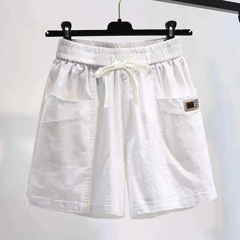 Summer fashionable shorts, thin solid trousers, oversize, drawstring, city style
