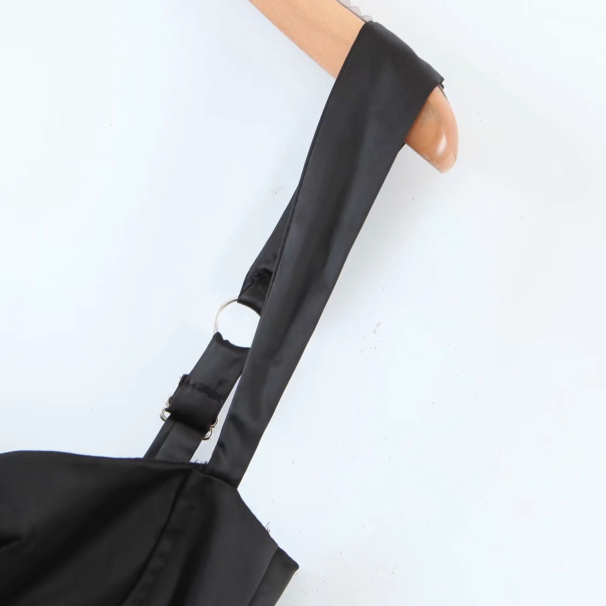 sexy pleated side slit suspender long dress NSHS39195