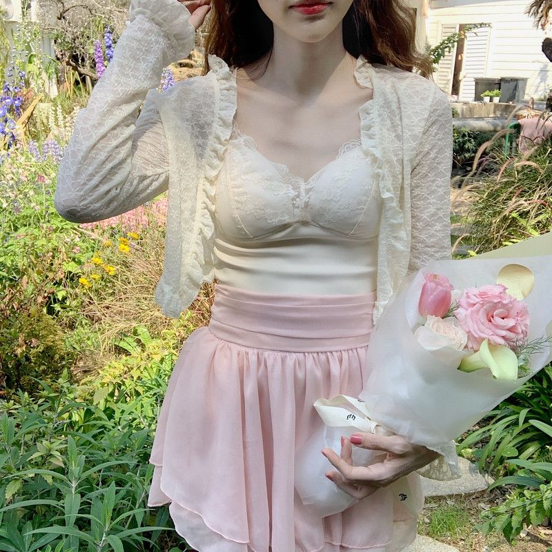 2024 French Lace Cardigan Women's Summer Thin Pure Wind Coat Sunscreen Blouse Short Top Shawl Outer Wear