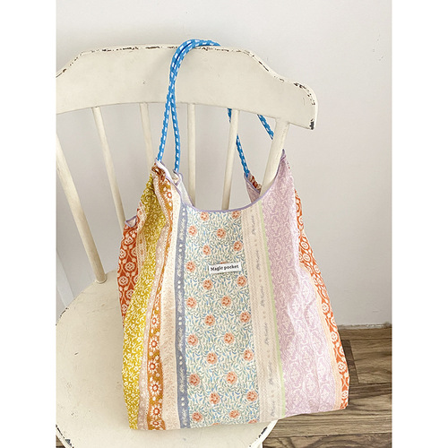 Yeyu/Summer New Niche Design Casual Canvas Bag Women's Simple Small Floral Sweet Shoulder Tote Bag