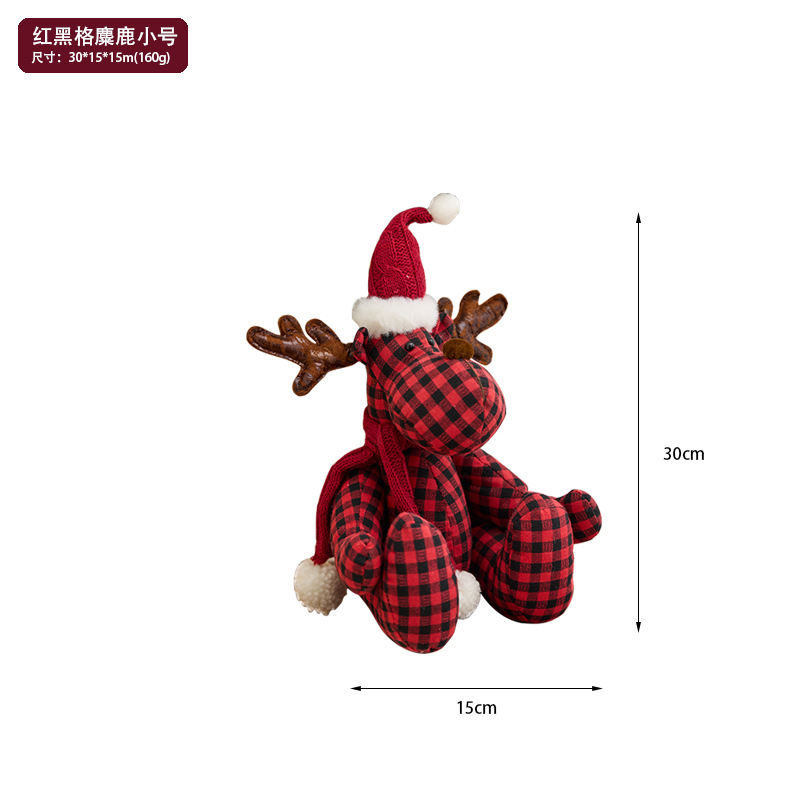 Buscando madera nuevo cuadrado rojo y negro de tela ciervo muñeca de decoración navideña regalos navideños accesorios de ventana