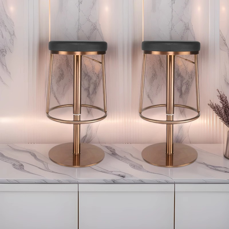 카페 바 의자 레스토랑 전면 바 의자 현대적인 가벼운 고급 스테인레스 스틸 보석 가게 리프팅 회전 의자