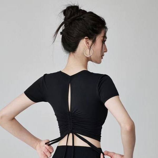 Women's Short-sleeved Yoga Top with Chest Pad 2025 New High-value Pilates Training Clothes Running Sports Fitness Clothes