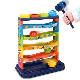 Cross-Border Colorful Track Slide Rolling Ball Early Education Educational Knocking Toy Children's Fun Knocking Toy Jenga Toy