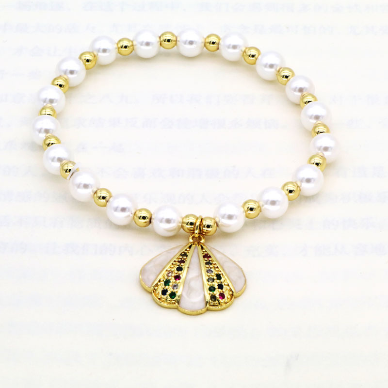Holiday Occasion Simple Style Devil's Eye Heart Shape Imitation Pearl Copper Zircon 18K Gold Plated Women's Bracelets