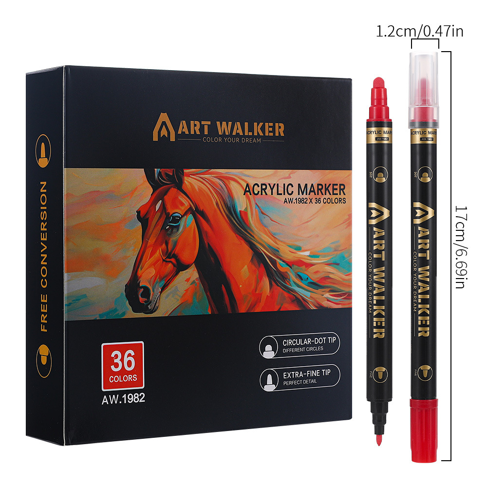 Amazon venta caliente pluma de acrílico de doble cabeza pluma especial de pintura de arte pluma de acrílico conjunto de pluma