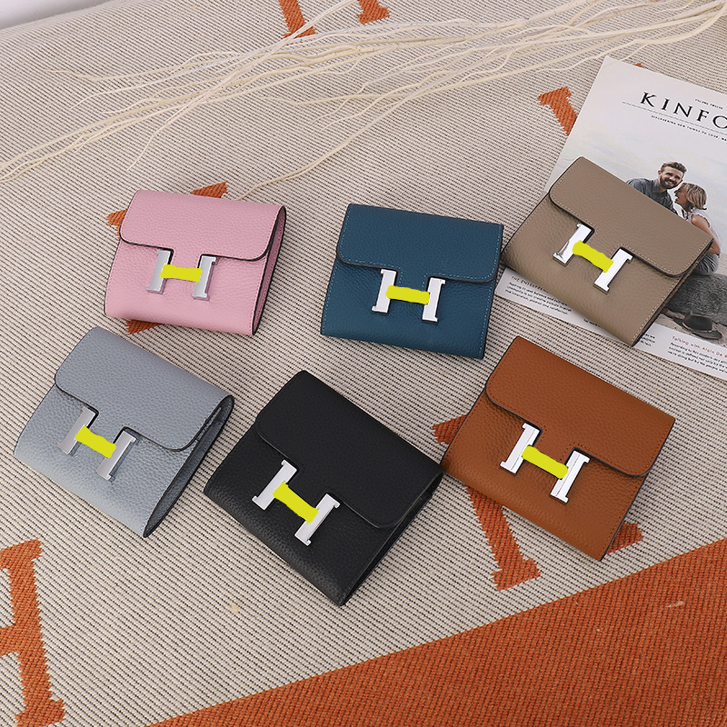 头层牛皮短款女士钱包2022新款时尚真皮钱夹多功能可单肩斜挎手包