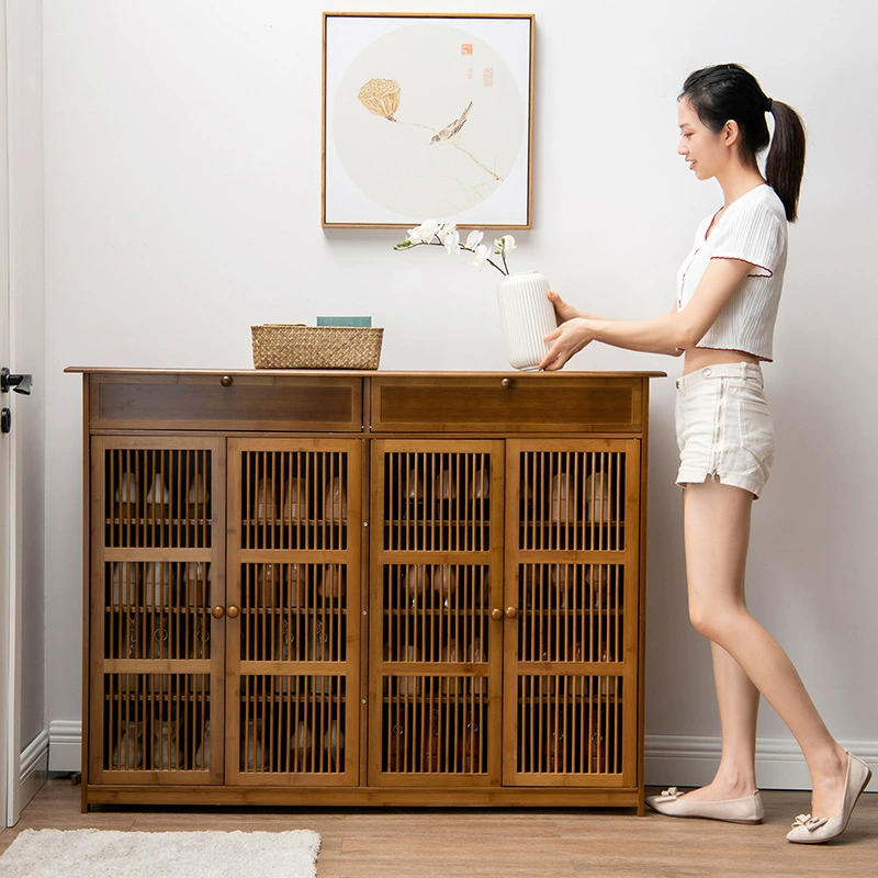 Новая модель 2025 года: популярная, простая, стильная, многослойная, вместительная, пылезащитная бамбуковая тумба для обуви для дома и прихожей.