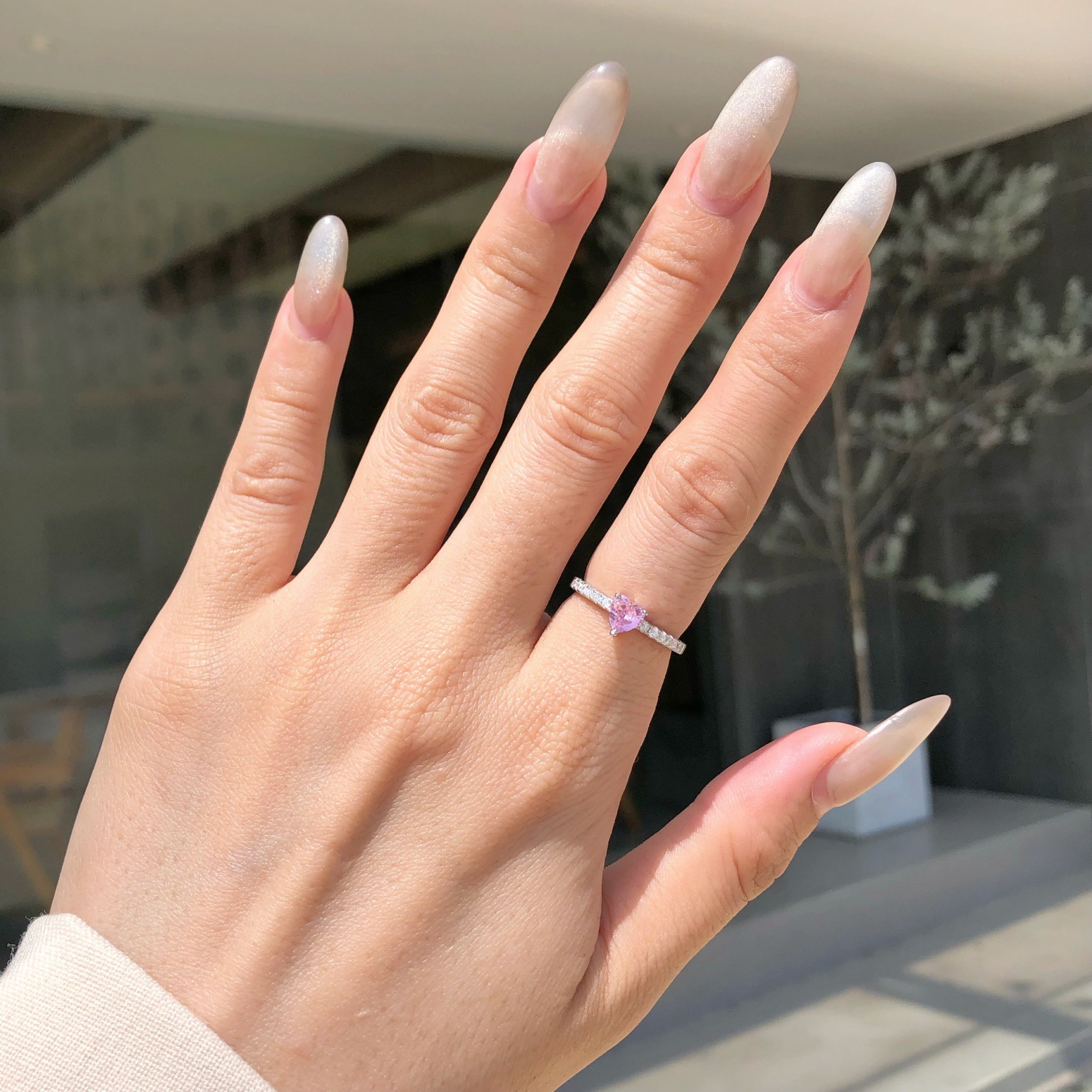 5g Weight Zircon Inlay Material Rings Classification 6, 7, 9 Ring Size 1 Piece Quantity Holiday, Daily Occasion 925 Sterling Silver Material Heart Shape, Bow Knot Pattern Women's Gender Plating, Inlay Design Sweet, Shiny Style 925 Sterling Silver Zircon Heart Shape Bow Knot Rings 8
