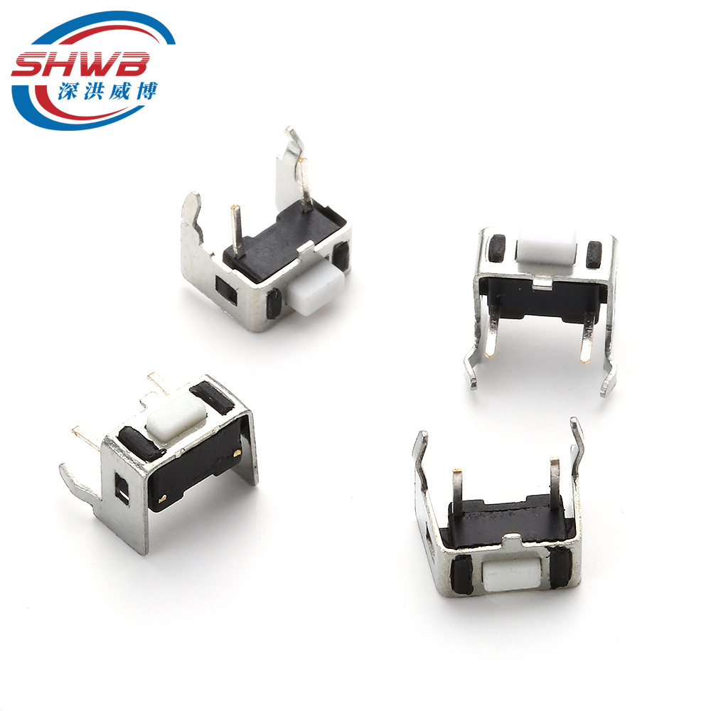 供应3*6*4.3 5.0侧按带支架卧式直插轻触开关按键微动开关2脚插脚