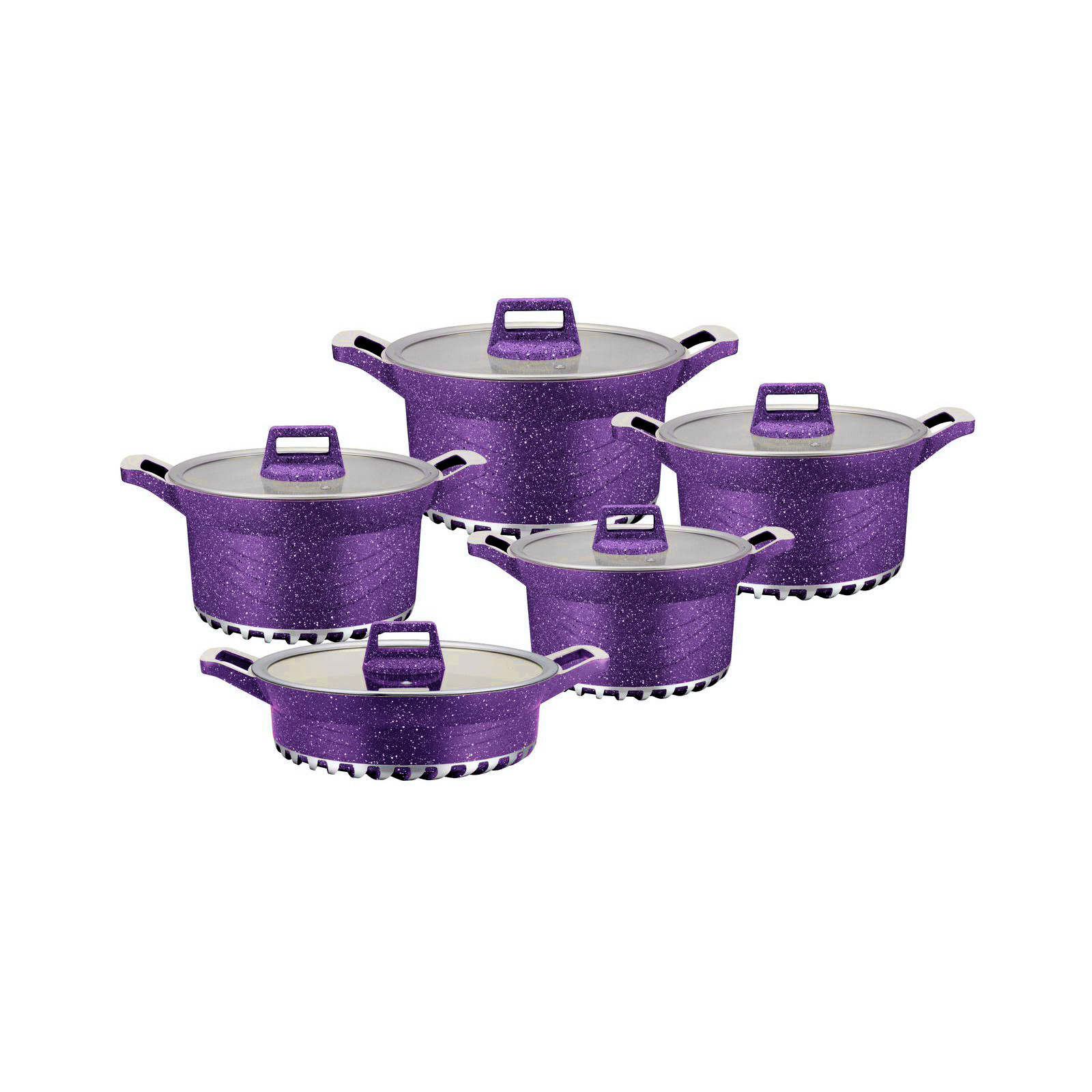 Olla de aluminio transfronteriza 10 piezas hogar olla antiadherente olla de sopa maifan piedra binaural olla de aluminio olla de 10 piezas olla juego de traje olla